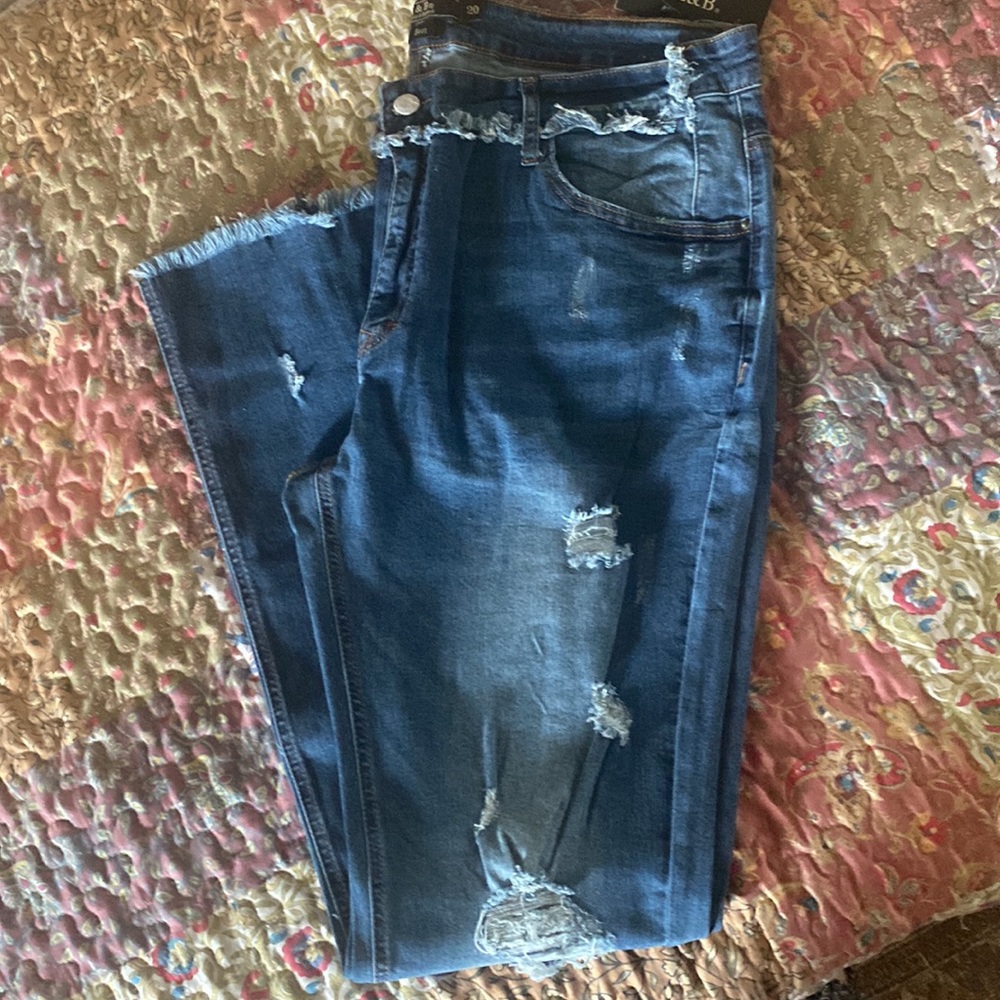 L&B distressed bootcut jean.